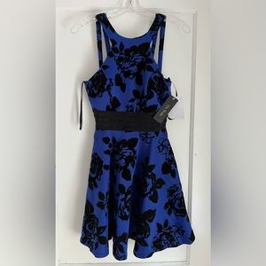 City Studio Blue Floral Fit & Flare Dress Size 5